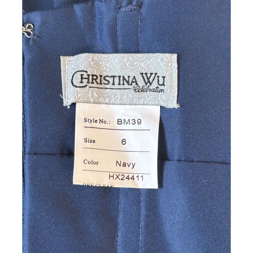 Christina Wu Celebration Navy Chiffon Bridesmaid Dress Size 6 Strapless BM39 NWT - Picture 3 of 7